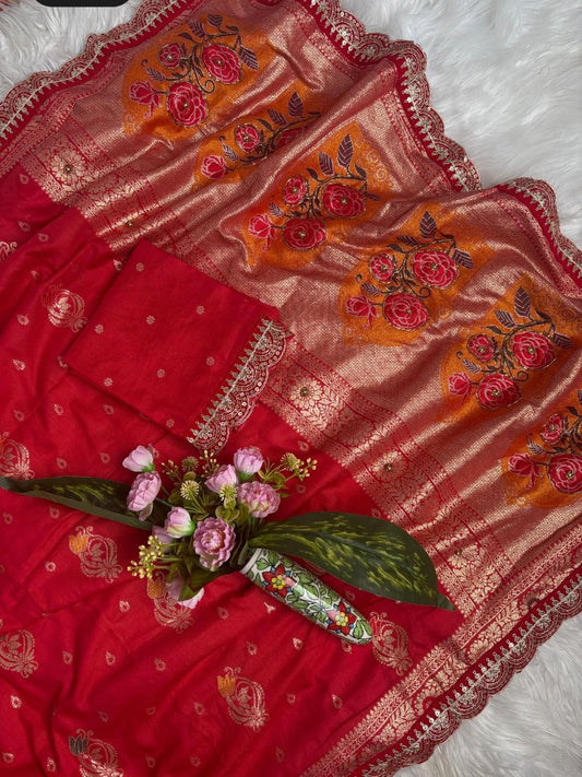 Gulmohar Dola Silk Weaving Saree