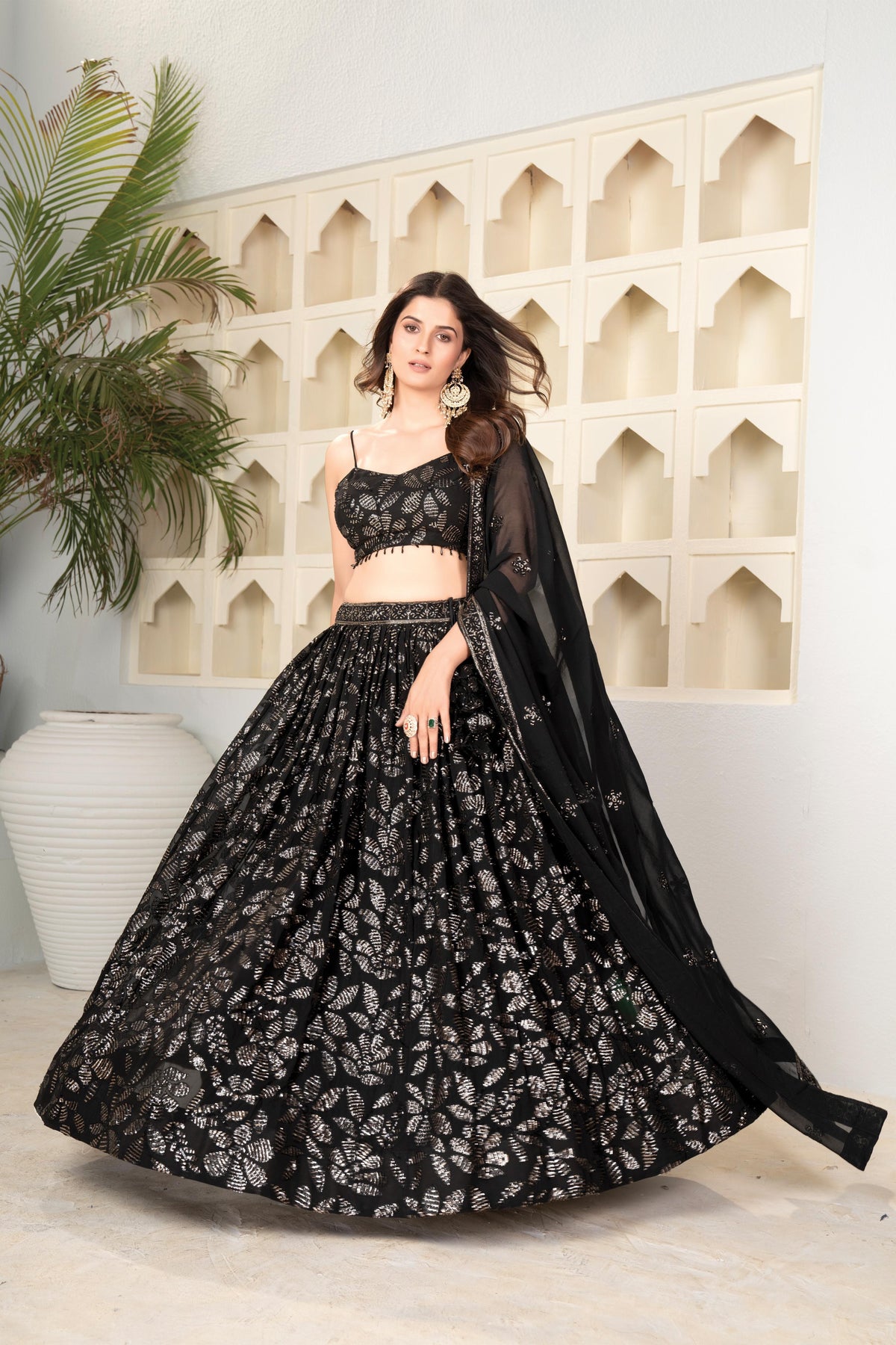 Black sequin lehenga choli flair