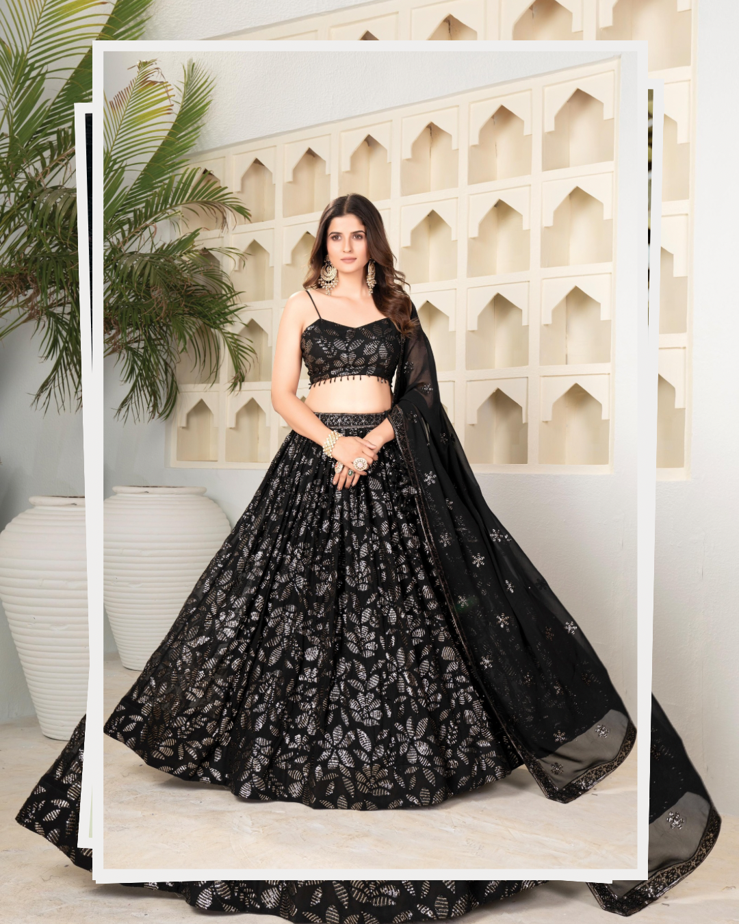 Black sequin lehenga choli