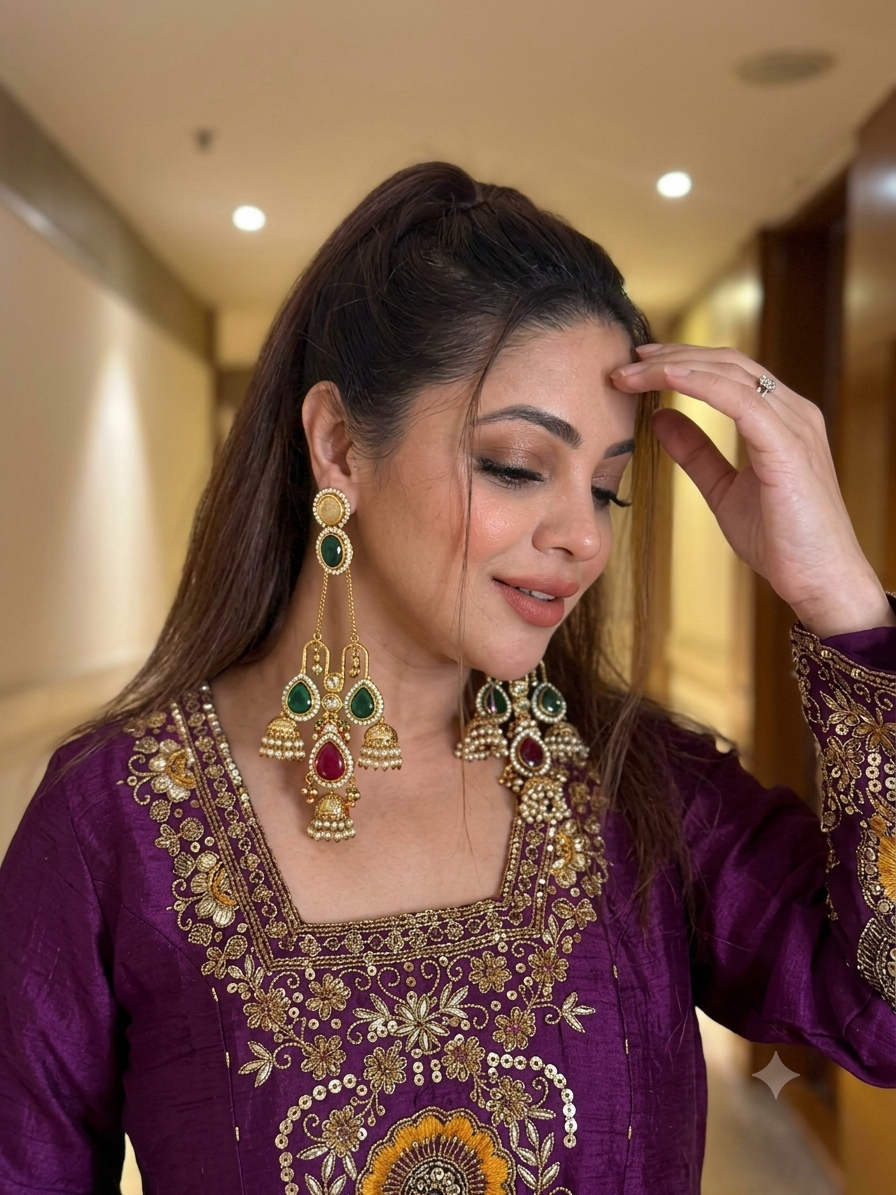 Purple Vichitra Silk Zari Embroidered Anarkali Suit Set