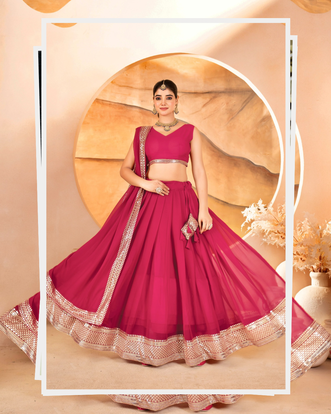 Rani pink sequin lehenga choli