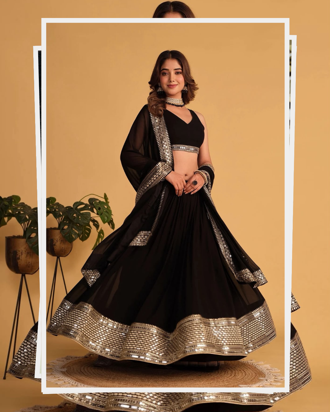 Black sequin lehenga choli