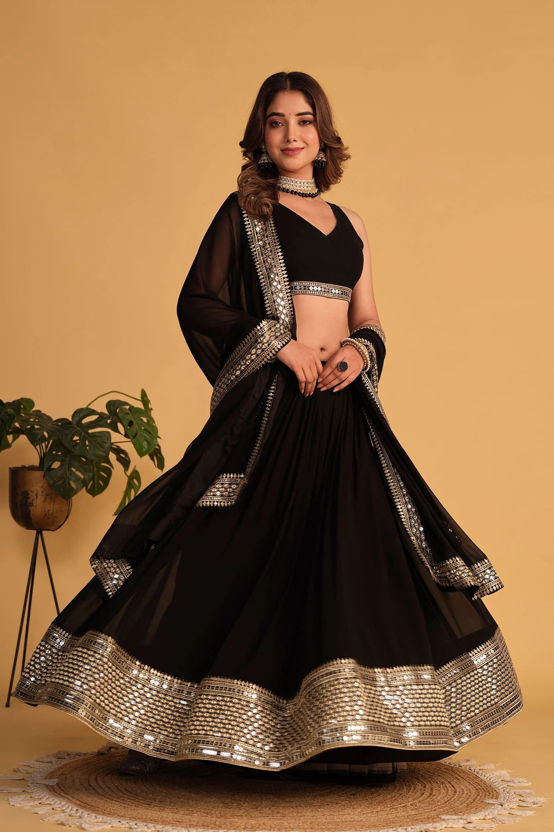 Black sequin lehenga choli flair