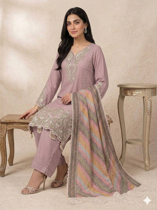 Star Georgette Sequin Embroidered Top & Palazzo Set with Organza Dupatta